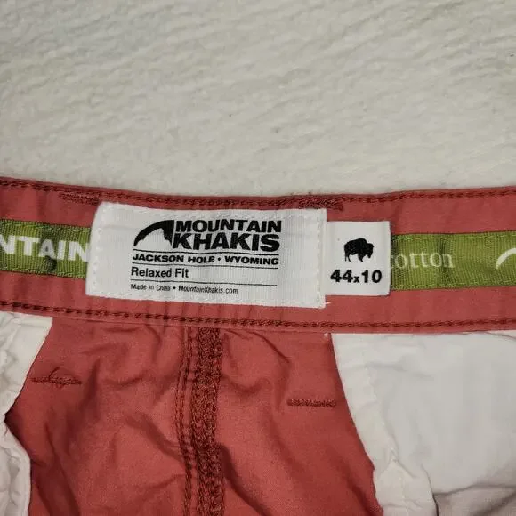 Mountain Khakis Shorts Mens Sz 44 x 10 Red Cotton Blend Chino Big & Tall Preppy - Picture 7 of 8